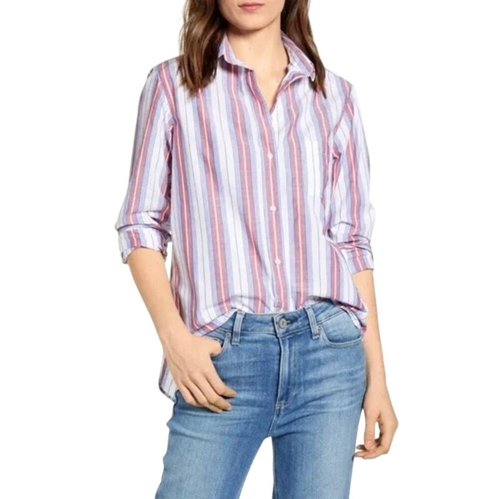Grayson The Hero Red White Blue Stripe Long Sleeve Button Up Americana Shirt